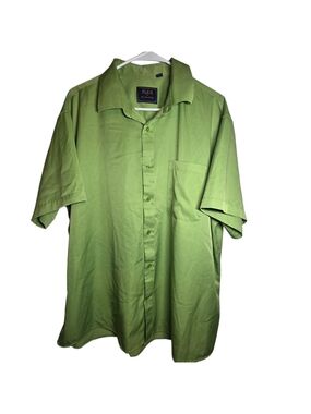 FLEX Men's Luxury Collection Green Short Sleeve Button Up Shirt Size 2XL Italy